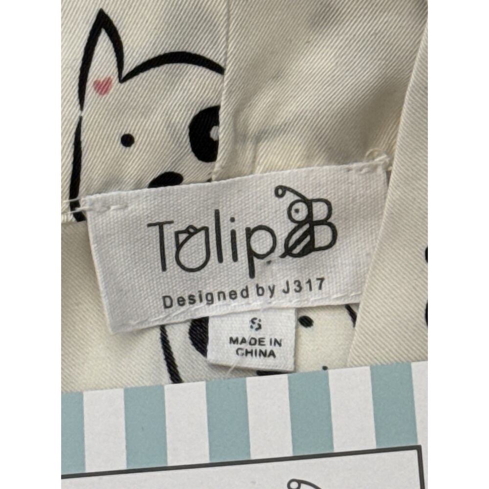Unique Vintage Tulip B White Dog Tie Neck Long Sleeve Blouse S NWT - Picture 6 of 6